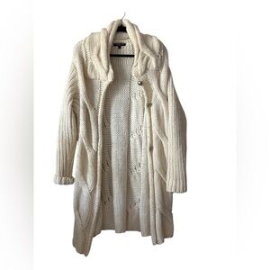 Cozy Cream Cable Knit Heavyweight Cardigan Sweater Cottagecore